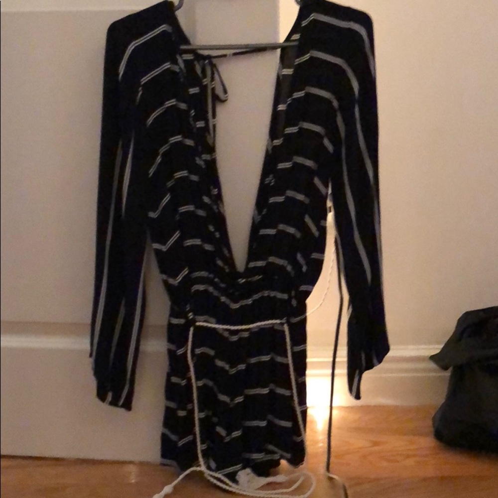 Faithfull the brand blue and white striped romper